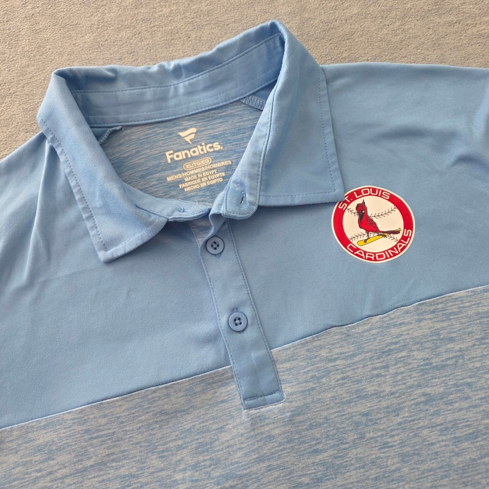 Fanatics Mens St Louis Cardinals MLB Polo Shirt XL Light Blue Heathered 0282